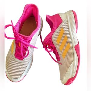 Kids’ adidas Adizero Club tennis shoes.